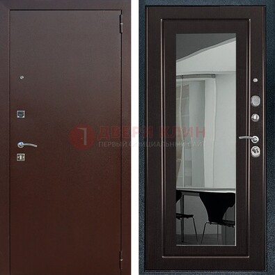 Металлическая дверь с порошковым напылением с МДФ и зеркалом ДЗ-61 в Брянске