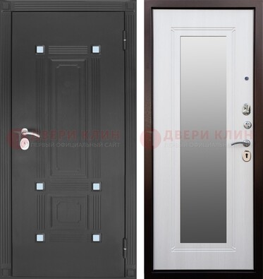 Стальная черная дверь МДФ с зеркалом ДЗ-76 в Брянске
