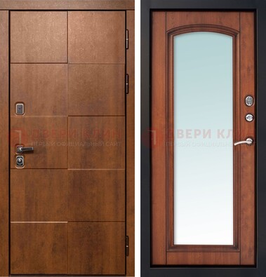 Белая филенчатая дверь с фрезерованной МДФ и зеркалом ДЗ-81 в Брянске