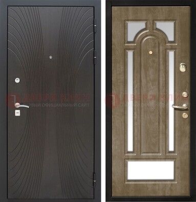 Темная металлическая дверь МДФ с различными зеркальными вставками внутри ДЗ-82 в Брянске