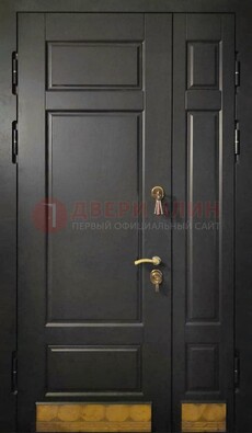 Черная полуторная железная дверь для частного дома ПЛ-2 в Брянске