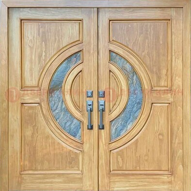 Двухстворчатая металлическая дверь с витражом ВЖ-11 в Брянске
