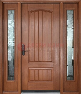 Стальная дверь с массивом дуба и витражом для дома ВЖ-17 в Брянске